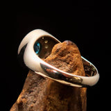 Sterling Silver Solitaire Band Ring with round Cut Blue Zircon and 13 CZ - Size 4.5 - BikeRing4u