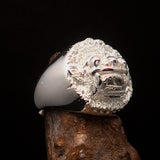 Excellent crafted shiny Men's Balinese God Ring Bali Barong - Sterling Silver - BikeRing4u