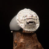 Excellent crafted shiny Men's Balinese God Ring Bali Barong - Sterling Silver - BikeRing4u