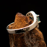 Sterling Silver Solitaire Band Ring with oval Cut Blue Zircon and 14 CZ - Size 5 - BikeRing4u