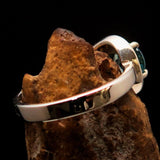 Sterling Silver Solitaire Band Ring with round Cut Blue Zircon and 23 CZ - Size 6.5 - BikeRing4u