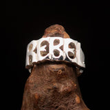 Excellent crafted One Word REBEL Ring - Sterling Silver - BikeRing4u