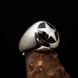 Excellent crafted Men's US Marshall Ring Black Star - Sterling Silver - BikeRing4u