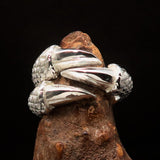 Excellent crafted Men's Medieval Ring Three Claw Dragon Foot Sterling Silver - BikeRing4u