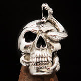 Excellent crafted Men's Biker Ring Dead Outlaw Skull Snake Sterling Silver 925 - BikeRing4u