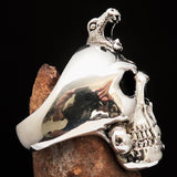 Excellent crafted Men's Biker Ring Dead Outlaw Skull Snake Sterling Silver 925 - BikeRing4u
