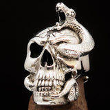 Excellent crafted Men's Biker Ring Dead Outlaw Skull Snake Sterling Silver 925 - BikeRing4u