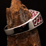 Perfectly crafted " as known as" Synonym Men's Ring Red AKA - Sterling Silver - BikeRing4u