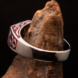 Perfectly crafted " as known as" Synonym Men's Ring Red AKA - Sterling Silver - BikeRing4u