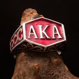 Perfectly crafted " as known as" Synonym Men's Ring Red AKA - Sterling Silver - BikeRing4u