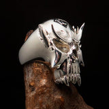 Excellent crafted Men's Vampire Skull Ring Black Diamond 13 - Sterling Silver 925 - BikeRing4u