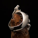 Excellent crafted Men's black 1% Snake Skull Outlaw Ring - Sterling Silver - BikeRing4u