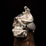 Excellent crafted Men's black 1% Snake Skull Outlaw Ring - Sterling Silver - BikeRing4u