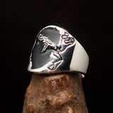 Excellent crafted Men's black National Flag Ring Corsica - Sterling Silver - BikeRing4u