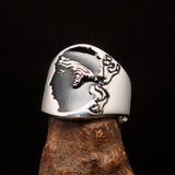 Excellent crafted Men's black National Flag Ring Corsica - Sterling Silver - BikeRing4u