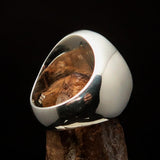 Excellent crafted oval Men's Black Vampire Skull Ring - Sterling Silver - BikeRing4u