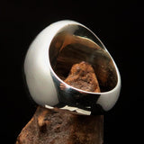 Excellent crafted oval Men's Black Vampire Skull Ring - Sterling Silver - BikeRing4u