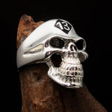 Excellent crafted Men's Biker Skull Ring Black Diamond 13 - Sterling Silver 925 - BikeRing4u