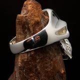 Excellent crafted Men's Biker Skull Ring Black Diamond 13 - Sterling Silver 925 - BikeRing4u