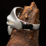 Excellent crafted Men's Biker Skull Ring Black Diamond 13 - Sterling Silver 925 - BikeRing4u