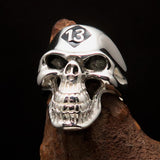 Excellent crafted Men's Biker Skull Ring Black Diamond 13 - Sterling Silver 925 - BikeRing4u