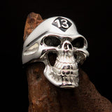 Excellent crafted Men's Biker Skull Ring Black Diamond 13 - Sterling Silver 925 - BikeRing4u