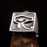Excellent crafted Men's Ring All seeing Udjat Eye of Ra Black - Sterling Silver - BikeRing4u