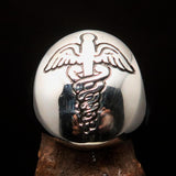 Excellent crafted Men's Black Medical Doctor Seal Ring - Sterling Silver - BikeRing4u