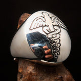 Excellent crafted Men's Black Medical Doctor Seal Ring - Sterling Silver - BikeRing4u