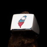 Excellent crafted Men's Taiwanese Flag Ring Taiwan - Sterling Silver - BikeRing4u