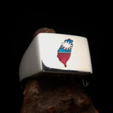 Excellent crafted Men's Taiwanese Flag Ring Taiwan - Sterling Silver - BikeRing4u