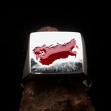 Excellent crafted Men's USSR CCCP Flag Ring Soviet Union - Sterling Silver - BikeRing4u