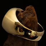 Excellent crafted Men's Pinky Ring Green Pentagram - Solid Brass - BikeRing4u