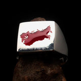 Excellent crafted Men's USSR CCCP Flag Ring Soviet Union - Sterling Silver - BikeRing4u