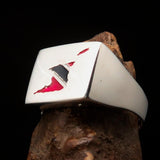 Excellent crafted Men's National Flag Ring Trinidad and Tobago - Sterling Silver - BikeRing4u