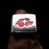 Excellent crafted Men's Swiss Flag Ring Switzerland - Sterling Silver - BikeRing4u