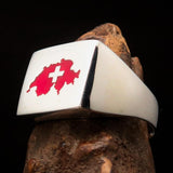 Excellent crafted Men's Swiss Flag Ring Switzerland - Sterling Silver - BikeRing4u