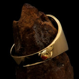 Excellent crafted Men's orange Iron Cross Biker Ring - Solid Brass - BikeRing4u