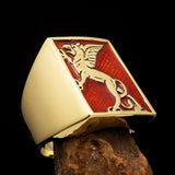 Perfectly crafted Men's Orange Griffin Ring Griffon - Solid Brass - BikeRing4u