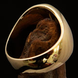 Excellent crafted Men's Hebrew Ring Green Star of David - Solid Brass - BikeRing4u