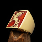 Perfectly crafted Men's Orange Griffin Ring Griffon - Solid Brass - BikeRing4u