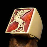 Perfectly crafted Men's Orange Griffin Ring Griffon - Solid Brass - BikeRing4u