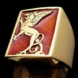 Perfectly crafted Men's Orange Griffin Ring Griffon - Solid Brass - BikeRing4u