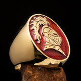 Perfectly crafted Men's Medieval Ring Brave Knight Orange - Solid Brass - BikeRing4u