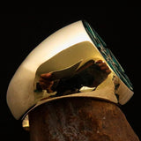 Excellent crafted Men's Heptagon Ring Green seven sided Polygon - Solid Brass - BikeRing4u