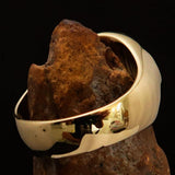 Nicely crafted domed Men's Heptagram Ring Green Heptagon - Solid Brass - BikeRing4u