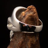 Excellent crafted Men's Skull Ring red Eye of Ra - Sterling Silver - BikeRing4u