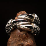 Excellent crafted Men's Medieval Ring Three Claw Dragon Foot Sterling Silver 925 - BikeRing4u