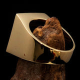 Perfectly crafted Men's Chess Player Ring Queen's Crown Orange - Solid Brass - BikeRing4u