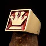 Perfectly crafted Men's Chess Player Ring Queen's Crown Orange - Solid Brass - BikeRing4u